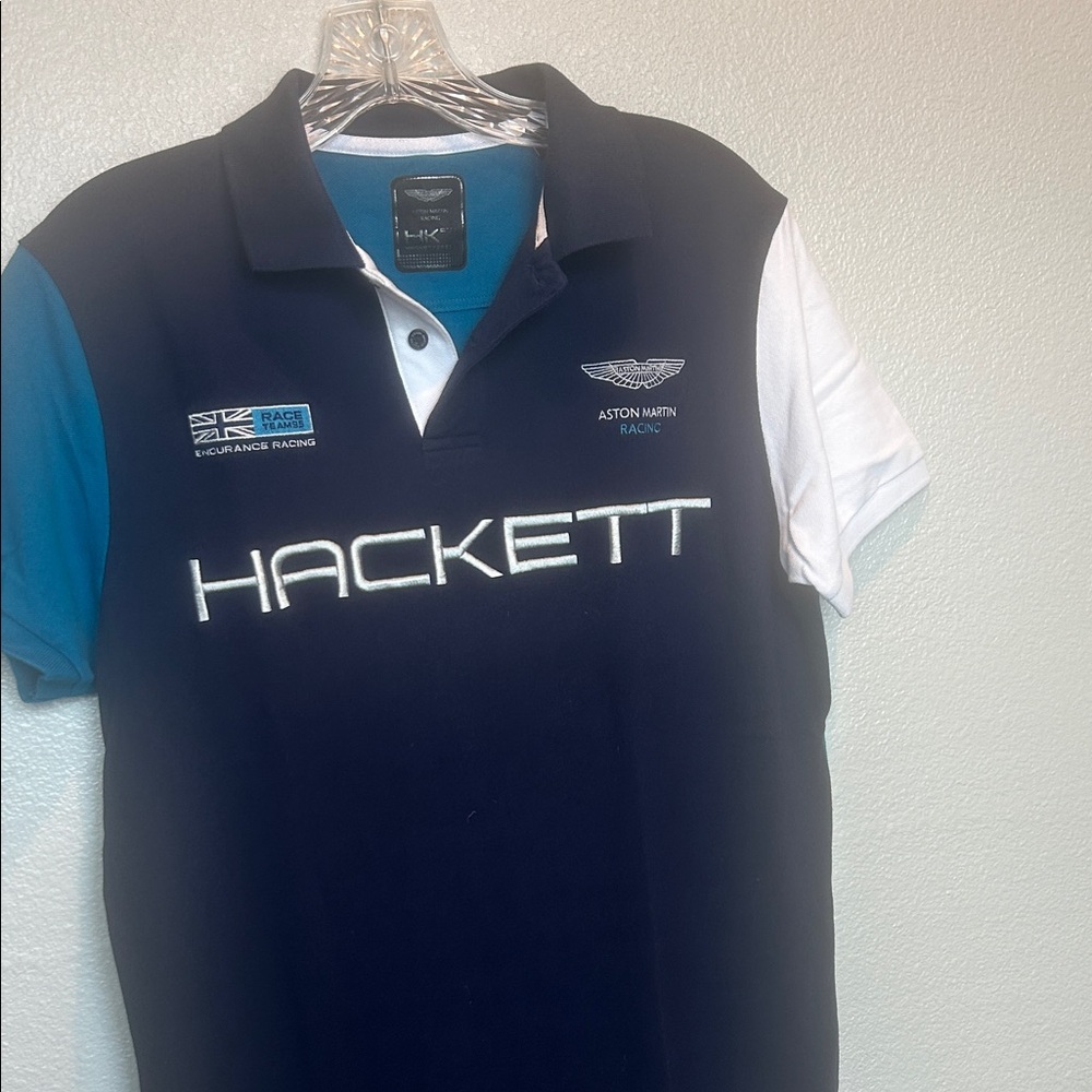 Hackett Navy and White Racing Polo
